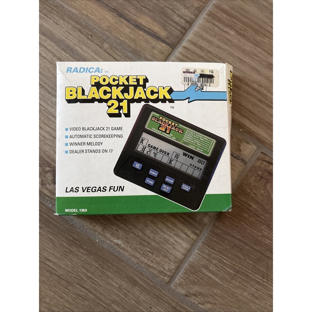 Radica 1350 Pocket BlackJack 21 Hand Held Electronic Video Game Box‎ Tested!